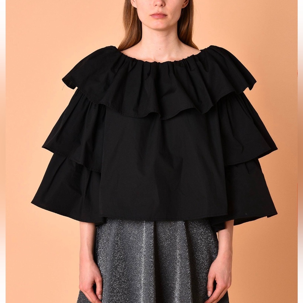 Glamorous Italian Top Black Cotton Size L